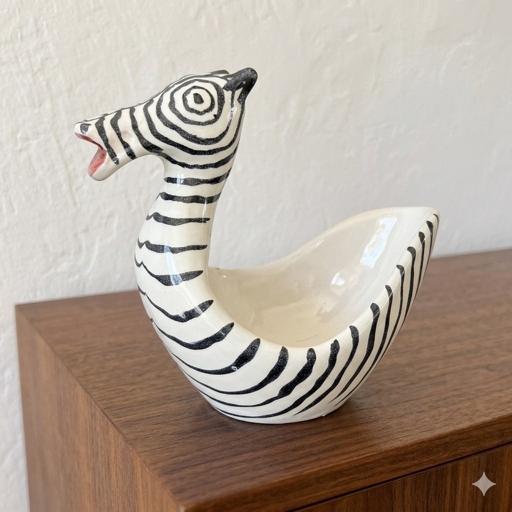 Bitossi Italy‎ Zebra Figure Dish Animal Bowl Italian Art Pottery Catchall